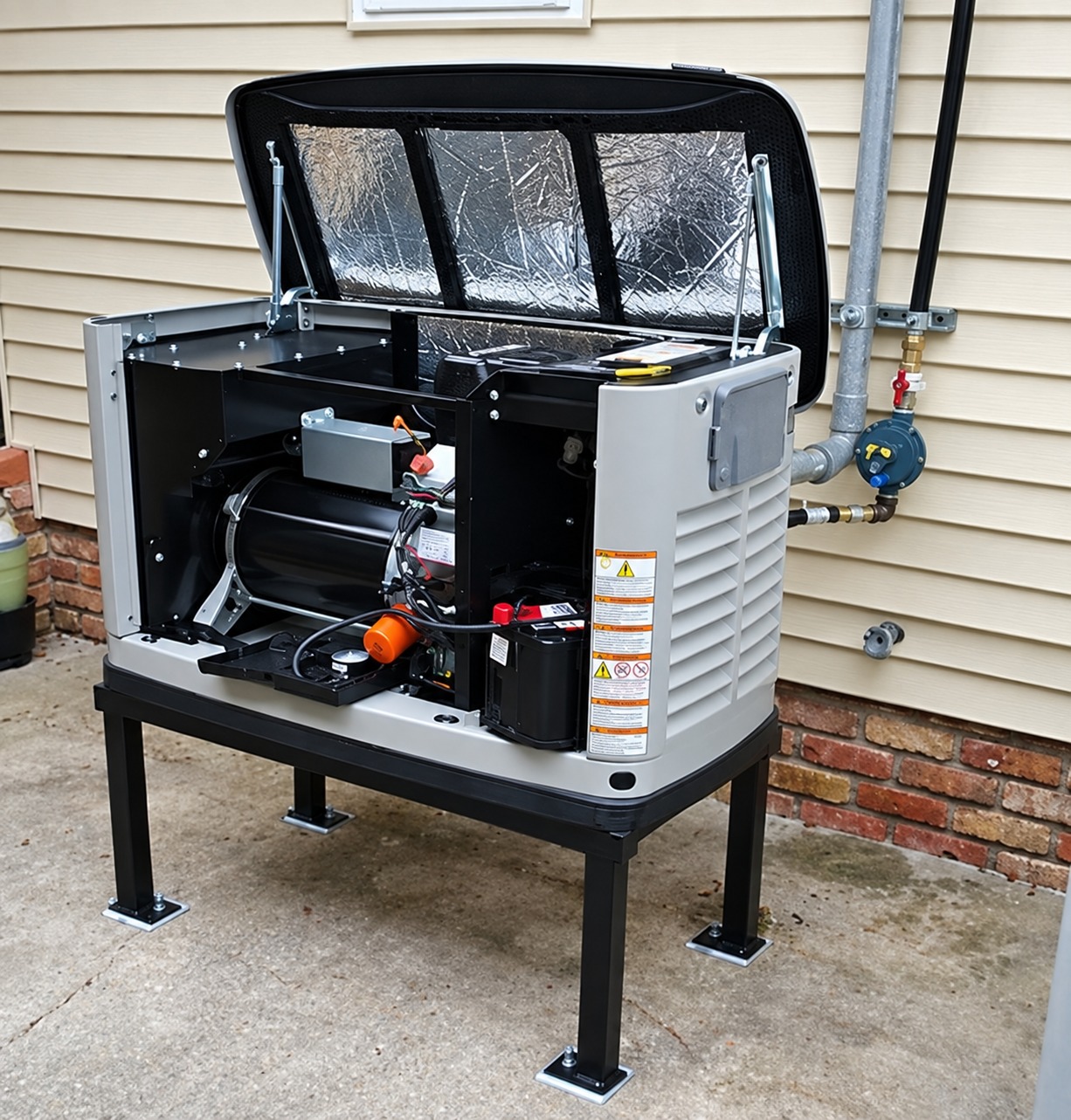 Open Generac generator being serviced
